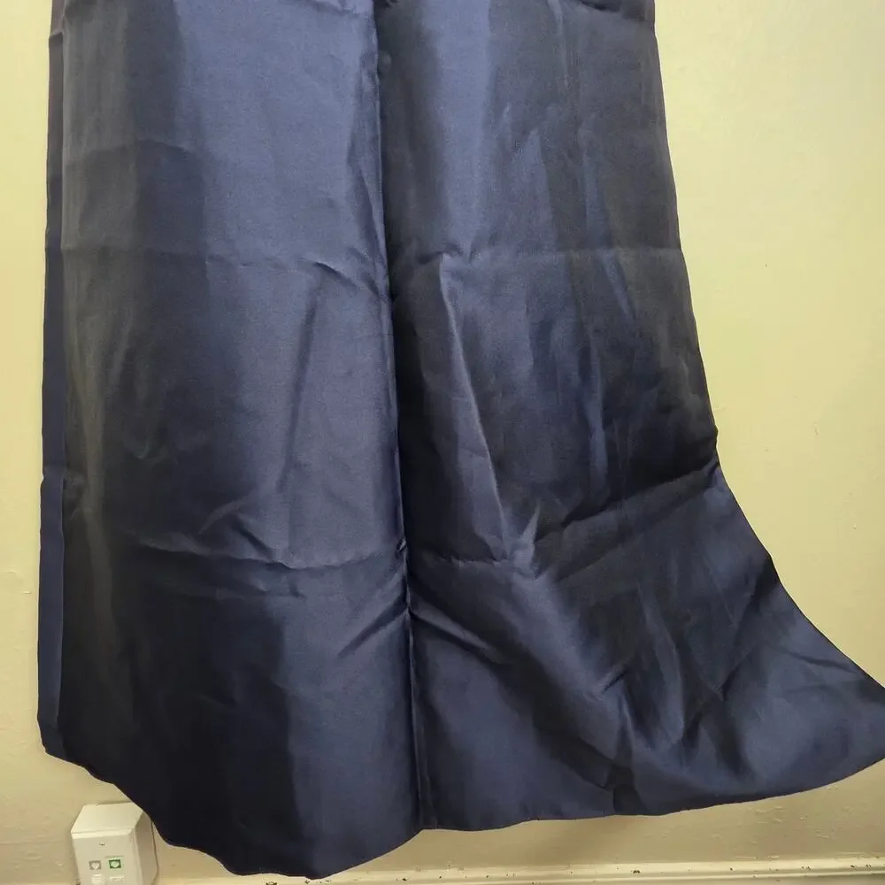 NWT Alfred Sung Off The Shoulder Draped Wrap Satin Maxi Dress Midnight Navy 4R - Picture 7 of 11